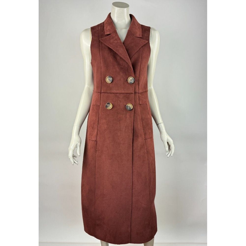 Anthropologie Tandy Longline Utility Vest Women S EUC Sleeveless V-neck Brown